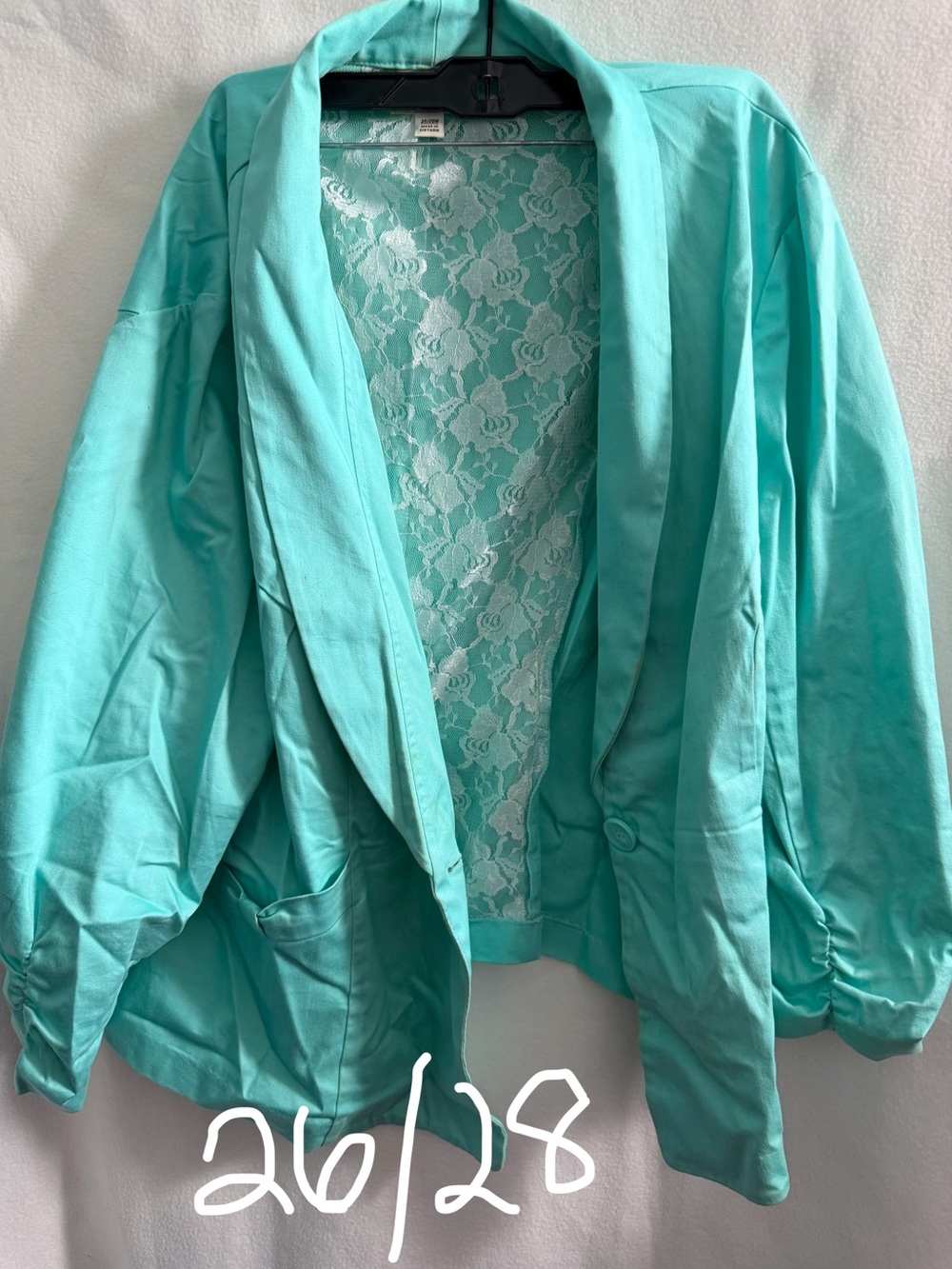 Mint Green Lace-Back Blazer Jacket